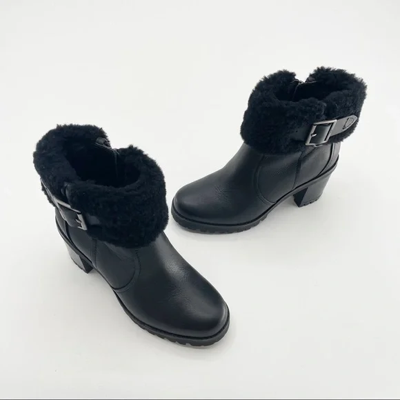 Ugg Elisiana Leather Boots in Black Size 5 - Picture 7 of 9